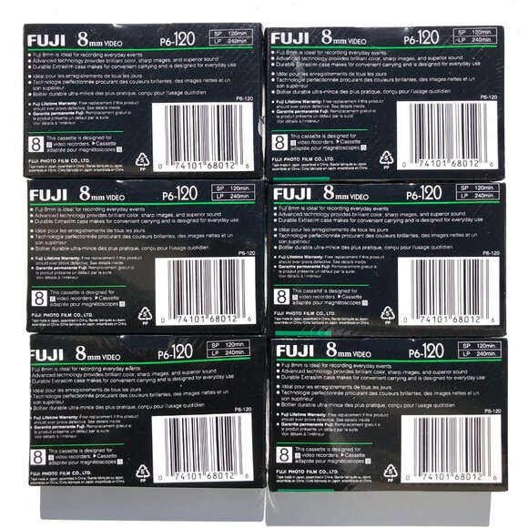 Fuji P6-120 8mm Video Cassettes Lot of 6 Factory Sealed 074101680126 - Picture 2 of 7